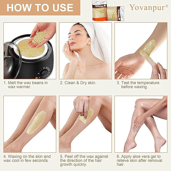 Hard Wax Beads for Hair Removal, Wax Beans for Sensitive Skin, Suitable for Bikini, Legs, Face, Back, Eyebrow, Chest for Women & Men, 300g (10 Oz)/bag-VivaGrace Women