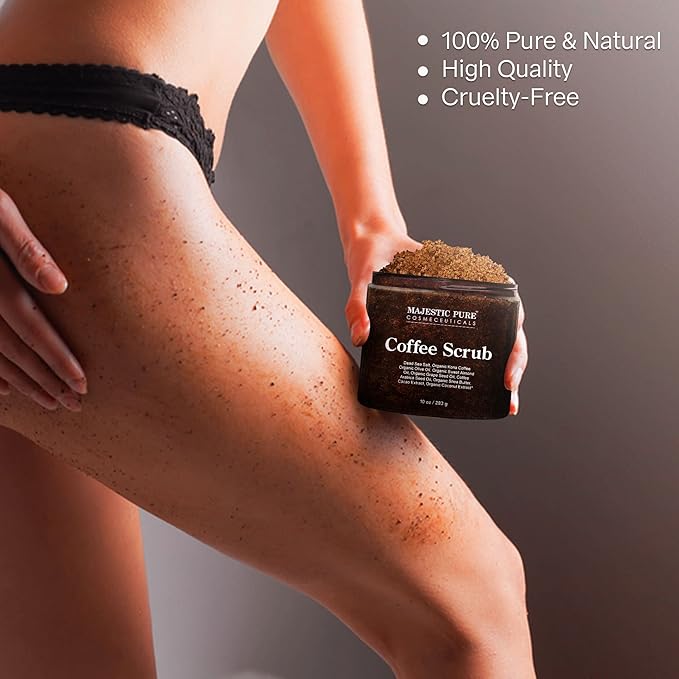 MAJESTIC PURE Arabica Coffee Scrub - All Natural Exfoliating Body Scrub for Skin Care, Stretch Marks, Acne & Cellulite, Reduce the Look of Spider Veins, Eczema, Age Spots & Varicose Veins - 10 Ounces-VivaGrace Women