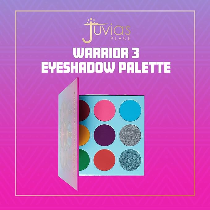 Juvia's Place Palette The Warrior III - Deep Emerald Green, Red, Violet, Cerulean Blue, Shades of 9, Pigmented Makeup Palette Eye Color & Shine-VivaGrace Women