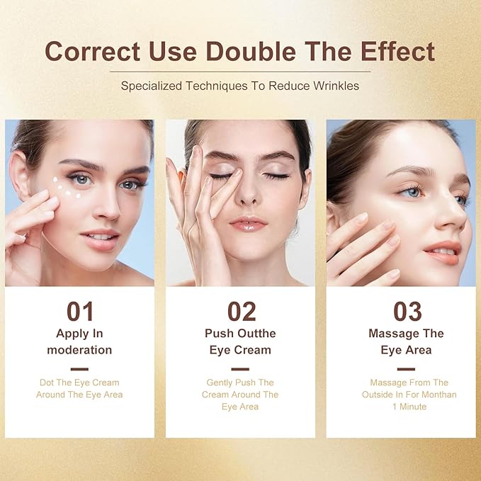 20g Eye Cream with Electric Massager, Moisturizing Anti-Wrinkles Eye Cream, Anti Aging Eye Cream for Dark Circles and Puffiness, Results in 3-4 Weeks to Reduce Fine Lines-VivaGrace Women