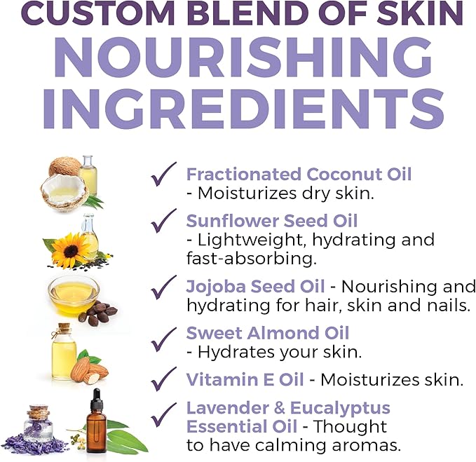 Viva Naturals Organic Massage Oil (8 fl. oz.) - Lavender Scented Non-Greasy Body Massage Oil with Mess-Free Pump, Moisturizing Massage Oils for Massage Therapy, Non-GMO and Certified Organic, 237 mL-VivaGrace Women