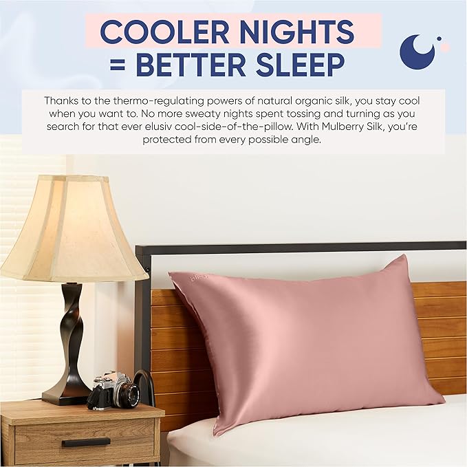 Blissy Silk Pillowcase - 100% Pure Mulberry Silk - 22 Momme 6A High-Grade Fibers - Silk Pillow Cover for Hair & Skin - Regular, Queen & King (Rose Gold, King)-VivaGrace Women