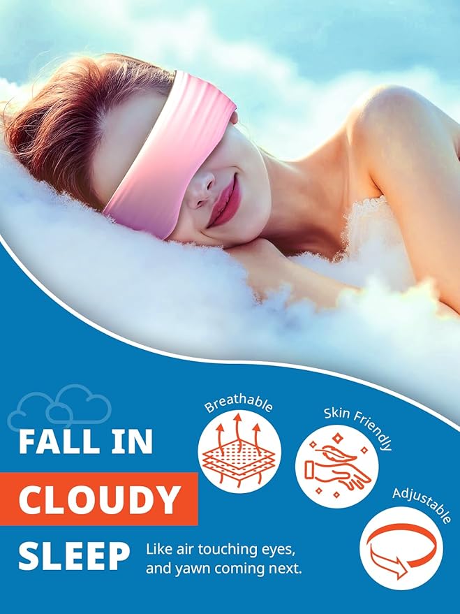 Sleep Mask, Eye Mask for Sleeping, Upgrade Ultra-Soft Blackout Eye Cover for Women Men, Wider Adjustable Strap for Side Sleeper, Travel, Nap, Yoga, Relief Eye, Black-VivaGrace Women