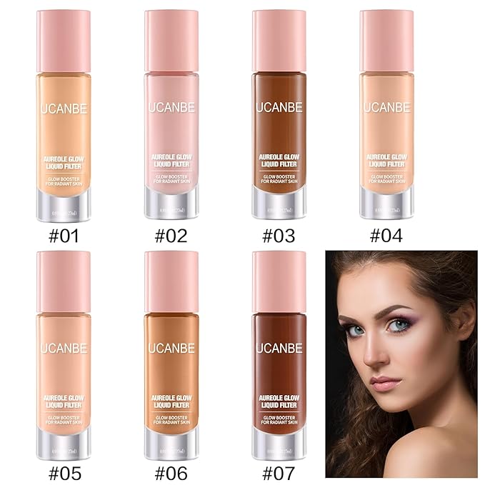 UCANBE Halo Glow Liquid Filter, Face Complexion Booster For Radiant Skin All Day Longwear, Soft-Focus Look Sodium Hyaluronate Vegan & Cruelty-Free - 0.91OZ Medium Tan-VivaGrace Women