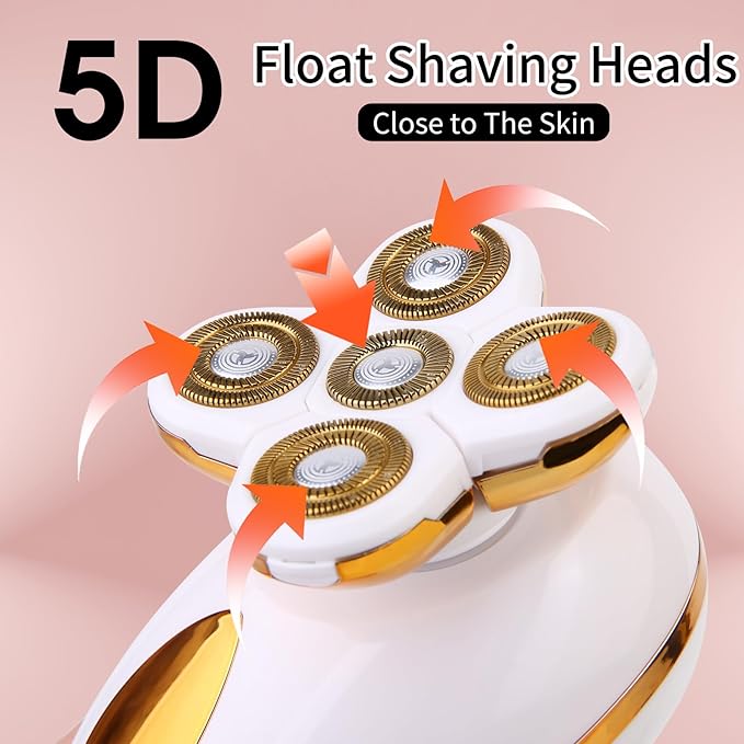 Electric Razors for Women, 5 in 1 Painless Rechargeable Dusk Shaver Womens, Women's Shavers Everything, Lady Leg/Bikini/Face Hair Removal Products, Female Wet Dry Shaving Machine-VivaGrace Women
