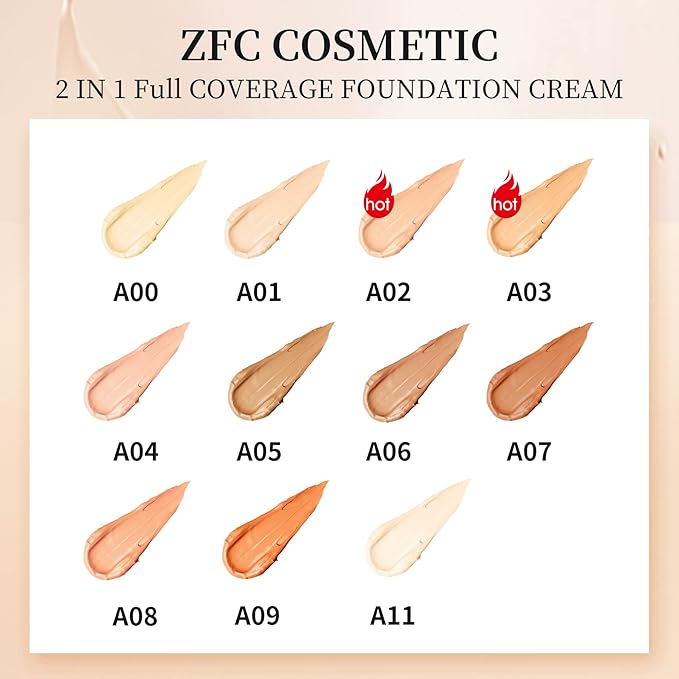 Foundation Makeup Concealer, Medium-to-Full Coverage Foundation Cream, Long Lasting Waterproof Up to 12HR Hybrid Setting Powder-VivaGrace Women