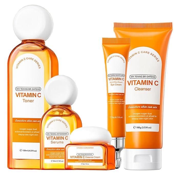 Vitamin C skin routine kit for women - face wash and moisturizer set - facial kit for women -toner face wash serum eye cream-VivaGrace Women