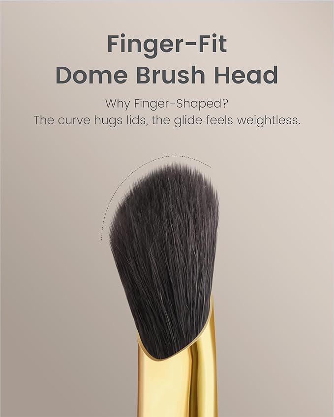 CM 170 & 171 Desert Oak Series Thumb Eyeshadow Brush DUO Set - Large & Small, Curved Finger Contour for Lid & Crease, Premium Goat Hair & Bubinga Handle, Perfect Pair for Blending, Shimmer & Detail-VivaGrace Women