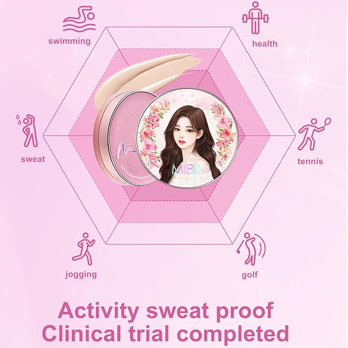 MIBA Ion Calcium Foundation Double Cushion Glow 25 g / 0.88 oz Big Cushion SEASON 3. Long Lasting Cover Effect. Moisture glow. Skin tightening relief. Smooth adhesion. (Luxury #23 Rosy Beige)-VivaGrace Women