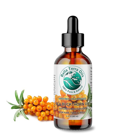 Bella Terra Oils - Organic Sea Buckthorn Oil 2 oz - Dive into Rich Essence of Organic Sea Buckthorn Berry, Packed with Vitamin C, E, & A, Omega-Fatty Acids Delight for Face-VivaGrace Women