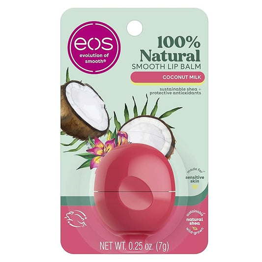 eos 100% Natural Lip Balm- Coconut Milk, All-Day Moisture, Made for Sensitive Skin, Lip Care Products, 0.25 oz-VivaGrace Women