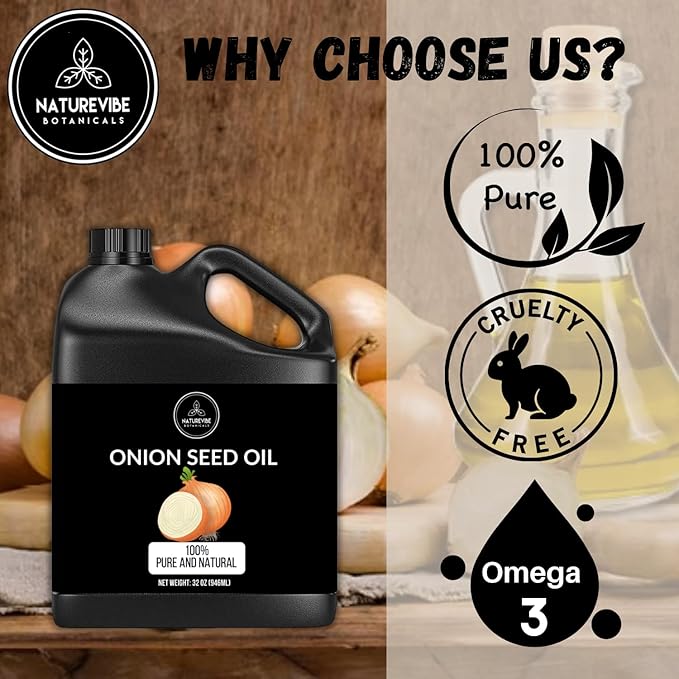 Naturevibe Botanicals Onion Oil 32 oz – 100% Pure Cold-Pressed Nourishing Hair & Skin Oil | Sulfur-Rich for Stronger Hair Growth & Scalp Health-VivaGrace Women