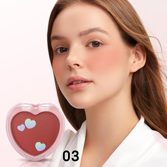 Boobeen Powder Blush Matte Pressed Blush Palette, Highly Pigmented Cream Pink Blusher for Cheeks, Blusher Compact Powder Makeup Lightweight Easily Blends, Single Color Rouge Powder-VivaGrace Women