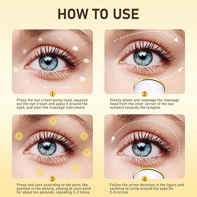 Retinol Eye Cream for Dark Circles Puffiness, Under Eye Cream Anti Aging Eye Cream Reduce Wrinkles & Fine Lines, 5% Caffeine Eye Cream with Eye Massage Wand, Perfect Gifts-VivaGrace Women