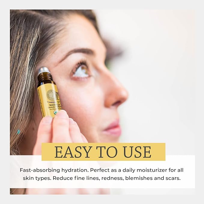 Silk Road Organic Marula Seed & Lavender Essential Oil, 100% Pure USDA Certified Aromatherapy, Deep Hydration for Face, Body, Lips, Hair, Nails - 10 ml Roller by Silk Road Organic-VivaGrace Women