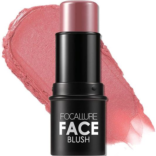 FOCALLURE Cream Blush Makeup,Buildable Blush Stick for Cheeks,Matte and Dewy Finish,Long Wearing,Easy Application,Lightweight Multi Stick,ROSE MARBLE-VivaGrace Women