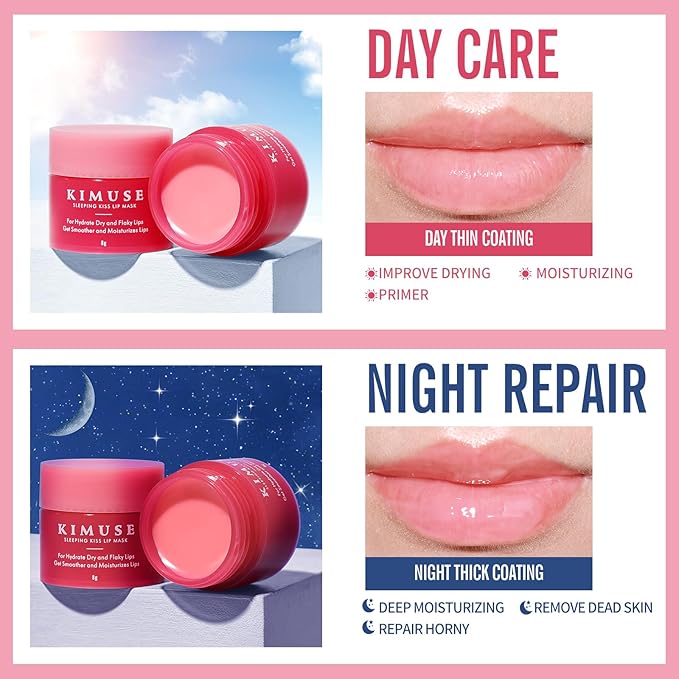 KIMUSE Lip Sleeping Mask Set - Overnight Treatment Lip Care Products | Moisturize & Nourish, Cracked Dry Lips, Intense Hydration with Shea Butter (Colorful Berries)-VivaGrace Women