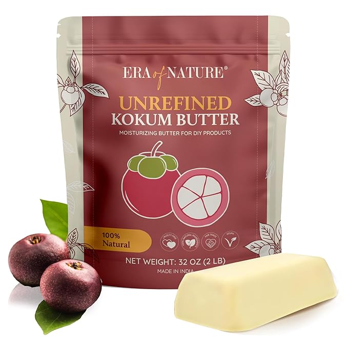 era of nature Kokum Butter Raw - 32 oz (2lb) – Natural Butter for Body Butters, Lotion Bars, Lip Balm, Soap Making – Blends Well with Shea or Cocoa Butter – For Stretch Marks, Scars, Pregnancy Care-VivaGrace Women