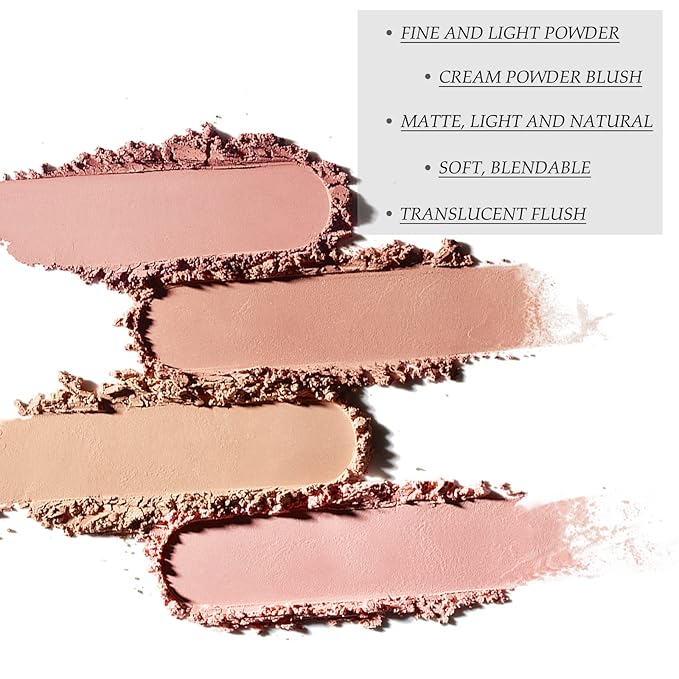 Boobeen Powder Blush, Single Color Blush Face Blush Palette Matte Baked Cream Blush Makeup Powder, High Pigment Pressed Blush for Create a Natural Cheek Flushed Look-VivaGrace Women