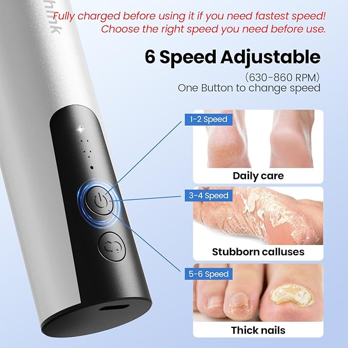 Electric Foot Callus Remover, 2 in 1 | 6 Speed Adjustable Foot File Nail Grinder with Sandpaper Disks, Professional Sander Pedicure Tool for Feet Dead Skin, Self Care Gifts for Women Mom Lover Friends-VivaGrace Women