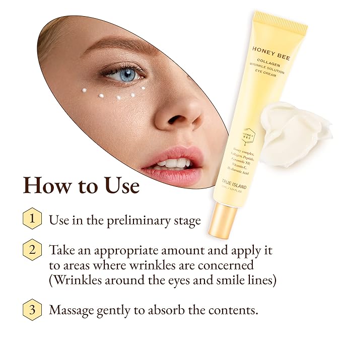 Honey Bee Collagen Fine Line Firming Eye Cream for Puffiness and Bags Under Eyes w/Vitamin C, 4 Peptides & Niacinamide | Bright and Tight Under Eye Cream for Dark Circles 1.01 fl oz-VivaGrace Women