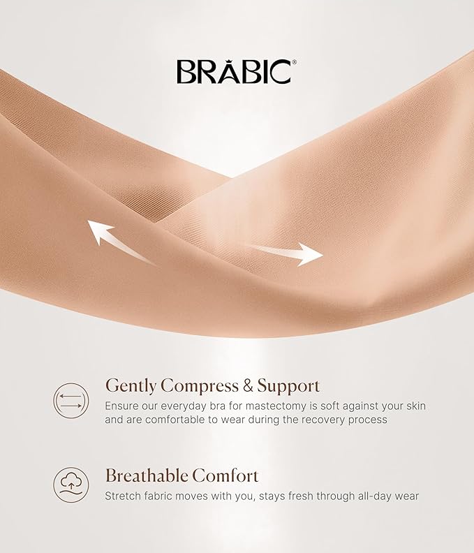 BRABIC Zip Front Closure Everyday Bra for Women Post Surgery Compression Support with Adjustable Straps Wirefree-VivaGrace Women