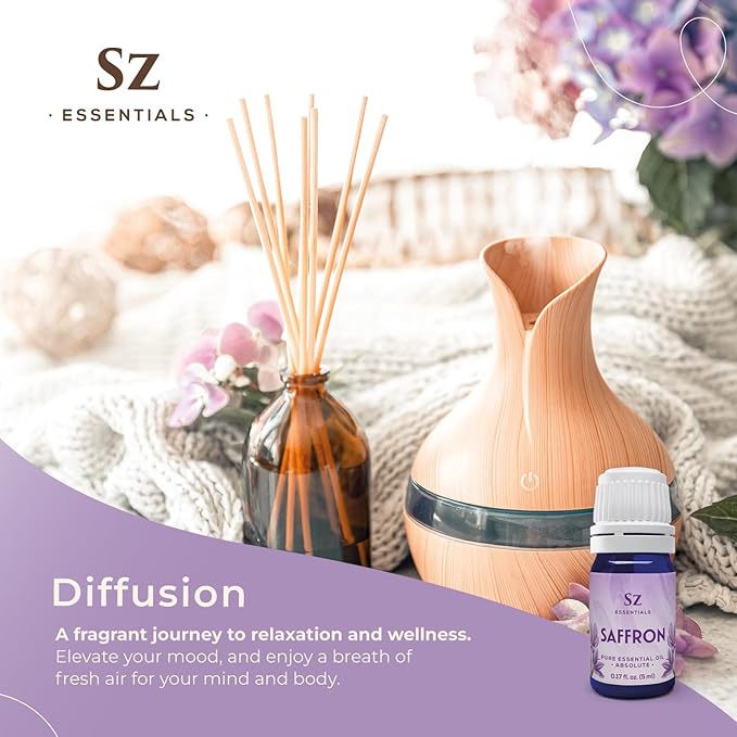 Saffron Essential Oil, 100% Pure, Extracted from Stigmas of The Saffron Flower - Spicy & Floral Scent with Earthy Overtones - Therapeutic Grade & Vegan - 0.17oz (5ml)-VivaGrace Women