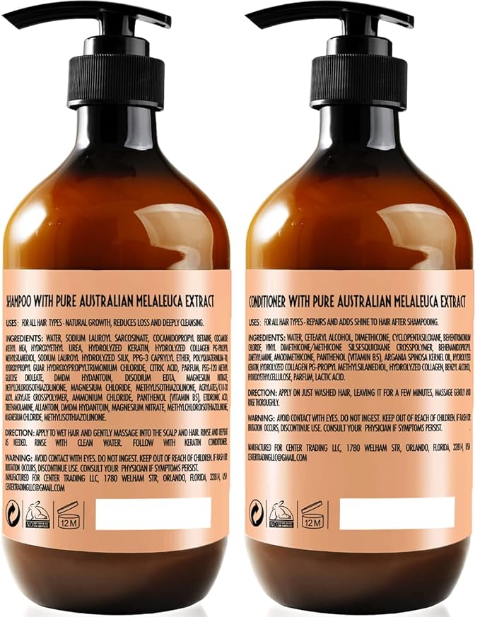 Keratin Shampoo and Conditioner Set - Sulfate and Paraben Free Treatment for Dry Hair - Anti Frizz, Collagen Enriched Formula for Curly or Damaged Hair - Safe for Men and Women with Color Treated Hair-VivaGrace Women