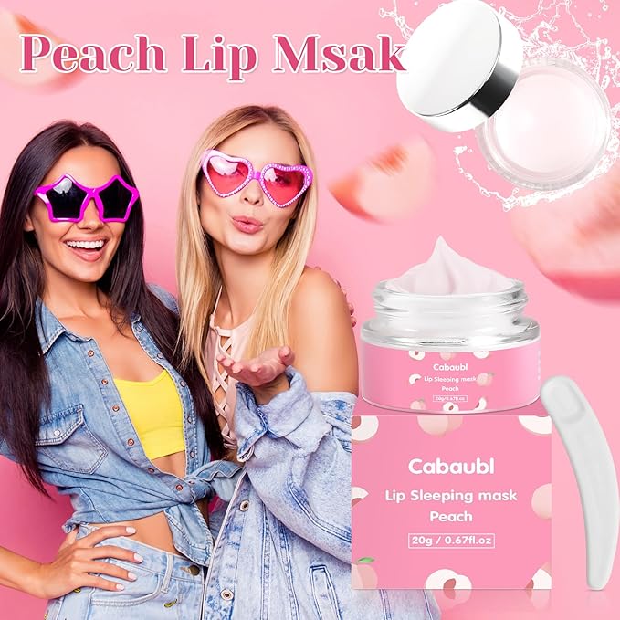 Lip Sleeping Mask,Moisture Lip Mask Overnight,Night Repair Sleeping Lip Balm,Sleeping Lip Butter Balm to Moisturize & Nourish Dry Cracked Lips,Lip Treatment Mask,Peach Lip Mask(20g, 0.7 oz)-VivaGrace Women