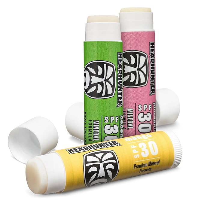 Headhunter Sport Chapstick Sunscreen SPF 30, Natural Mineral Waterproof Lip Balm For Sun Protection, Ultra Solar Defense - Reef Safe Sunblock Chap Stick, 3 Flavors - Coconut, Pineapple, Mango (6 Pack)-VivaGrace Women