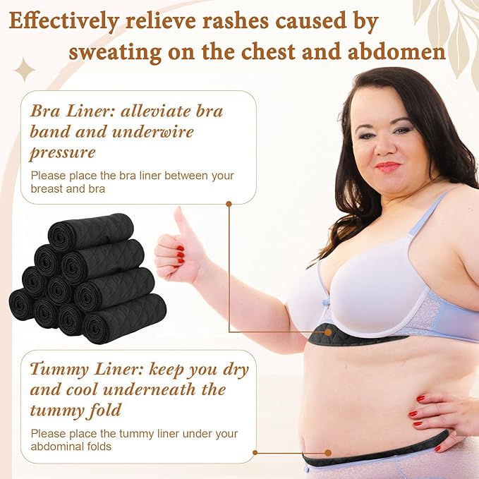 Cotton Tummy Liners and Bra Liners Set for Sweat Rash Skin Folds Plus Size Women Sweating Supplies-VivaGrace Women