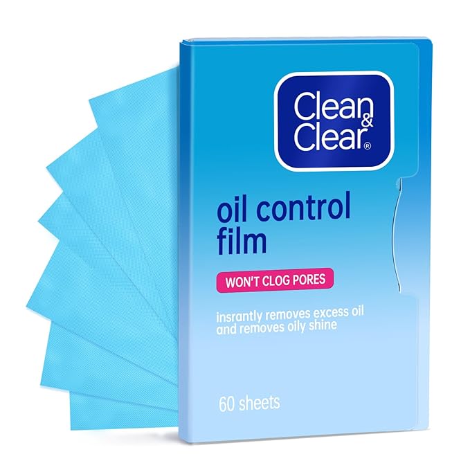 Oil Control Film, Oil Blotting Paper the Same Series with Clean & Clear Oil Absorbing Facial Sheets, 60 sheets Makeup Friendly High-performance Handy Face Blotting Paper for Oily Skin-VivaGrace Women