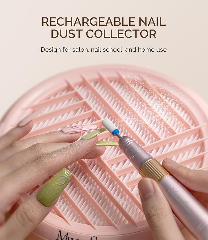 MelodySusie Cordless Nail Dust Collector,Compact Vacuum Fan Rechargeable Dust Collector with Reusable Filter,SProR Powerful Dust Suction Machine for Acrylic Gel Polish Manicure Pedicure at Salon&Home-VivaGrace Women