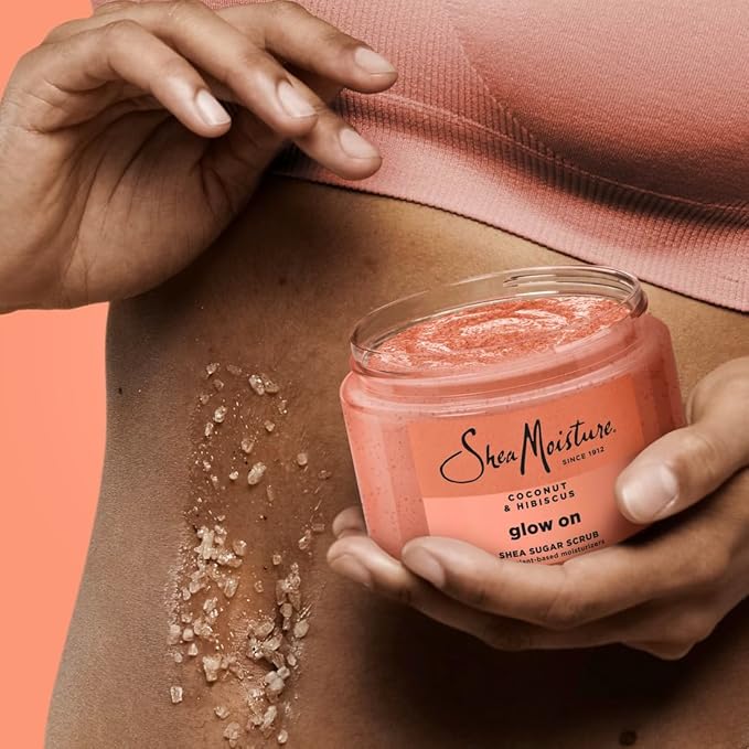 SheaMoisture Shea Sugar Body Scrub For Glowing Radiance Coconut Hibiscus Glowing Radiance Body Scrub With 24h Shea Moisture Nutrients 12 oz-VivaGrace Women
