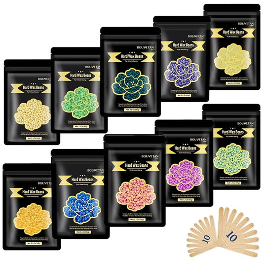 Hard Wax Beads, 2.2lb Wax Beans for Hair Removal, 10 Packs Multi Color Waxing Beads for Full Body, Face, Brazilian Bikini, Legs and Sensitive Skin at Home, Wax Refill for Women Men-VivaGrace Women