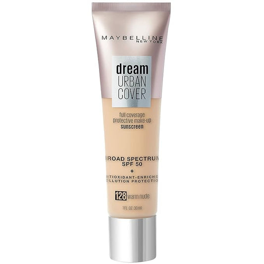 Maybelline Dream Urban Cover Flawless Coverage Foundation Makeup, SPF 50, Warm Nude-VivaGrace Women