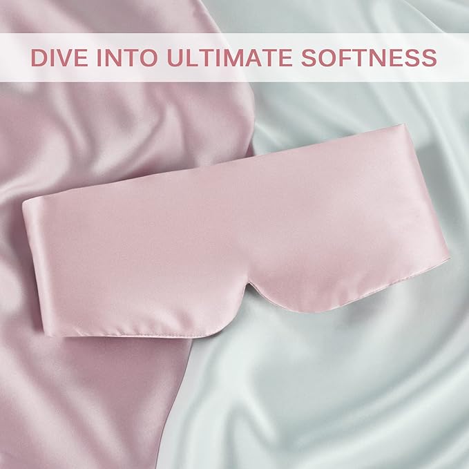 Zenssia 100% Mulberry Silk Sleep Mask Eye Mask for Man and Woman with Adjustable Headband, Full Size Large Sleep Mask & Blindfold for Total Blackout for All Night Sleep, Travel & Nap- Light Plum-VivaGrace Women