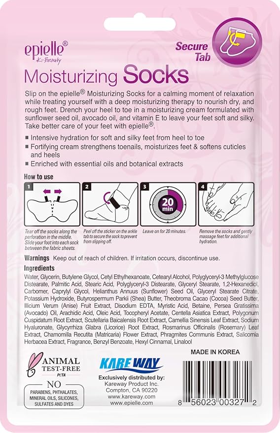 Epielle Moisturizing Foot Masks 6 Pairs, Deep Moisturizing Socks for Dry Feet & Cracked Heels, Relieve and Soften with Sunflower Seed Oil & Avocado Oil, Korean Skin Care, Spa Self Care Gifts for Women-VivaGrace Women