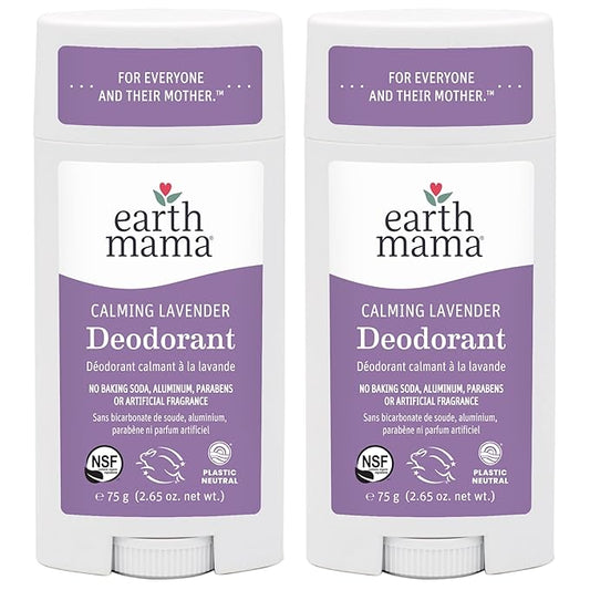 Earth Mama Calming Lavender Deodorant | Safe for Sensitive Skin, Pregnancy and Breastfeeding, Contains Organic Lavender, Calendula and Coconut Oil, No Baking Soda or Aluminum, 2.65-Ounce (2-Pack)-VivaGrace Women