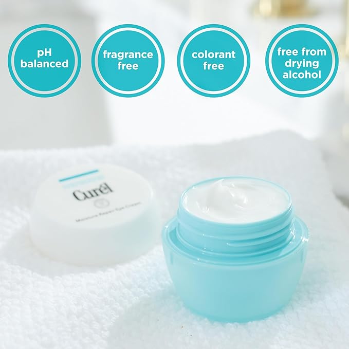 Curel Japanese Skin Care Moisturizer Repair Eye Cream, Under Eye Cream for Dry, Sensitive Skin, Fragrance Free & pH Balanced, 0.8 Oz-VivaGrace Women
