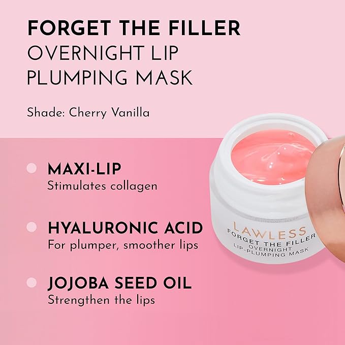 LAWLESS Forget the Filler Lip Mask - Candy Apple - Premium Overnight Lip Plumping Treatment with Natural Ingredients Designed to Plump, Hydrate, and Smooth Lips - 0.28 oz-VivaGrace Women