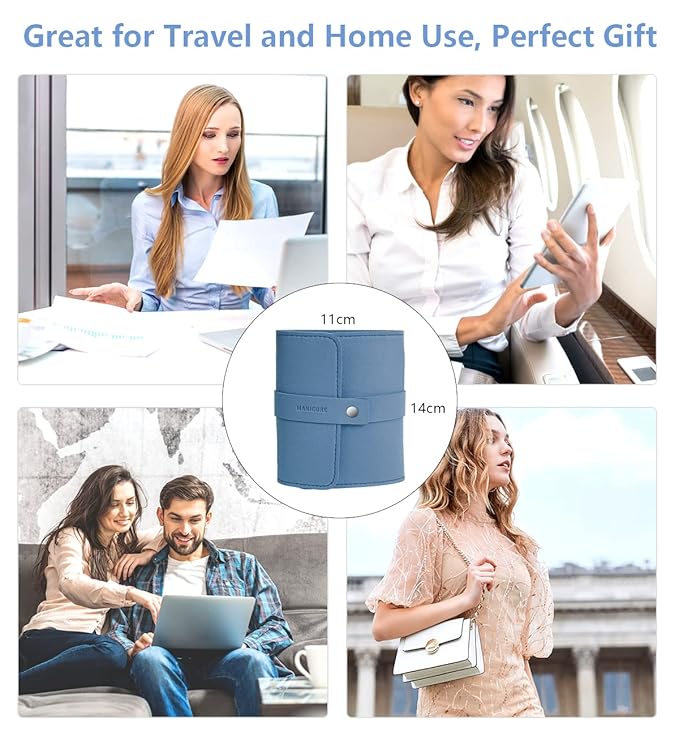 Manicure Set Professional Nail Clippers Pedicure Kit, 16 pcs Stainless Steel Nail Care Tools Grooming Kit with Luxurious Travel Leather Case for Thick Nails Men Women Gift (Blue)-VivaGrace Women