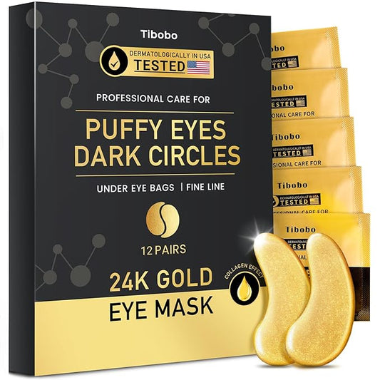 Under Eye Patches (12 Pairs) - 24K Gold Eye Masks Enriched with Abundant Collagen for Dark Circles, Puffy Eyes, Wrinkles - Gifts for Women Skin Care - Vegan & USA Tested-VivaGrace Women