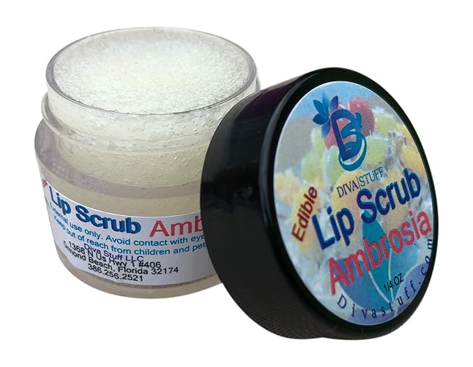 Diva Stuff Ultra Hydrating Lip Scrub for Soft Lips, Gentle Exfoliation, Moisturizer & Conditioner, Ambrosia with Coconut – ¼ oz (Made in the USA)-VivaGrace Women