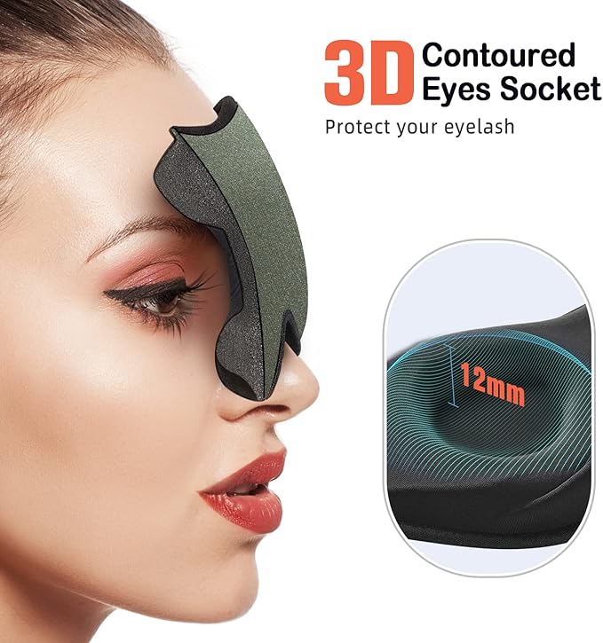 LitBear Sleep Mask for Men Side Sleeper, Sleeping Mask for Women Light Blocking, 3D Contoured Cup Eye Mask Sleeping, Soft Lightweight Sleep Eye Mask with Adjustable Elastic Strap for Traveling-VivaGrace Women