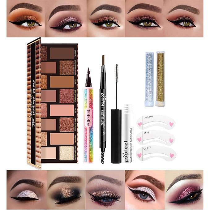 Makeup Kit for Women Full Kit, All in One Makeup Sets for Teens Girls Beginner Gift, Includes Eyeshadow Palette, Liquid Foundation, Concealer, Lip Gloss, Mascara, Powder Puff-VivaGrace Women