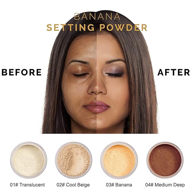PHOERA Setting Powder Controls Oil,Setting Powder Makeup Light,Loose Powder Makeup Coverage,Loose Setting Powder Mini,0.17oz (01#Translucent)-VivaGrace Women