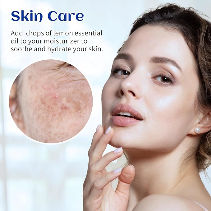 HIQILI Lemon Essential Oil, Household Cleaning, Air Purification, Skin Care, Can be Added to Cleansers, Sprays, Body Lotions Use - 0.33 Fl Oz/10ML-VivaGrace Women