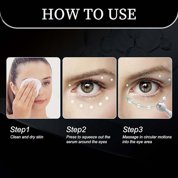 Eye Cream for Puffiness and Bags Under Eyes, Under Eye Cream for Dark Circles, Eye Roller for Puffy Eyes, Caffeine Eye Serum with 360°Massage Ball Reduce Wrinkles and Fine Lines-VivaGrace Women