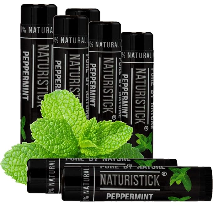 7-Pack Black Peppermint Lip Balm for Men and Women. Attractive Black Stick Gift Set by Naturistick. 100% Natural. Best Beeswax Chapstick for Healing Dry, Chapped Lips. Made in USA-VivaGrace Women
